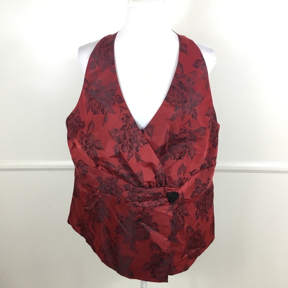 Lane Bryant Tops - Lane Bryant Red Black Floral V-neck Tank Womens 22